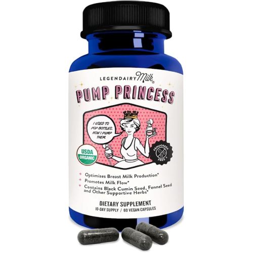 Legendairy Milk Pump Princess Lactation Supplement - Breastfeeding Supplements for Milk Supply Increase and Milkflow - Organic Black Cumin, Fennel and Dill Seeds, Fenugreek Free - 60 Capsules