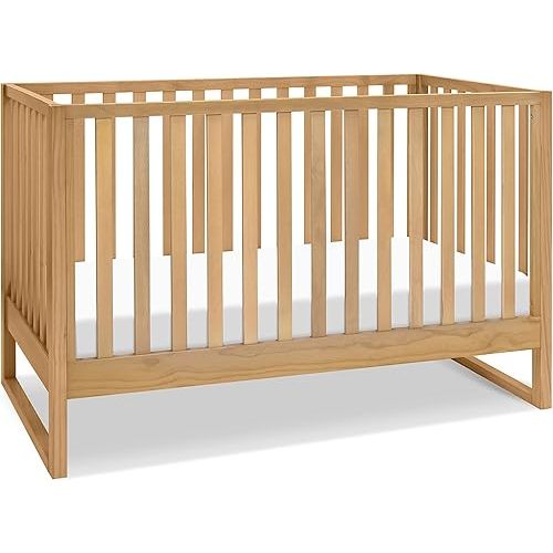 daVinci Hunter 3-in-1 Convertible Baby Crib - GREENGUARD Gold Certified - Wood Baby Crib Convertible to Toddler Bed & Daybed - Brown Crib w/ 4 Adjustable Heights - Easy Assembly Crib to Bed - Honey