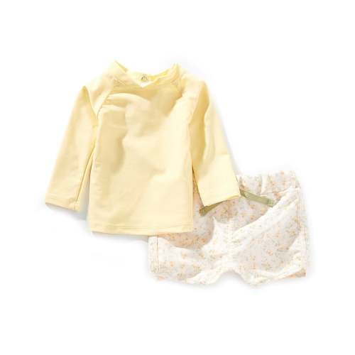 Edgehill Collection x Kristin Ellen Hockman Baby Boys Archie Solid Rashguard & Floral Print Swim Trunks Set