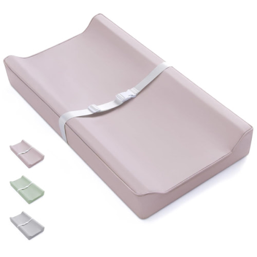 Blissful Diary Vegan Leather Baby Changing Pad with Waterproof & Wipe-Clean PU Cover, Standard Size Cozy Diaper Changing Pad for Dresser and Table, Taupe