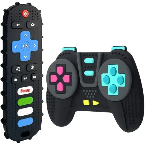 Silicone Remote Control and Game Controller Teething Toys for Baby 3 Months and Up,Sensory Teether Toys for Toddler Boy and Girl