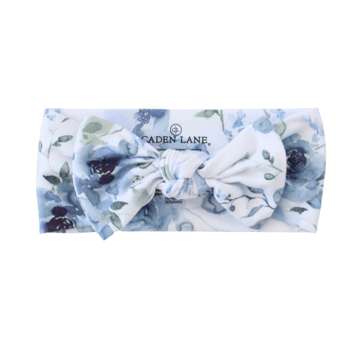Baileys Blue Floral Knit Large Bow Headwrap
