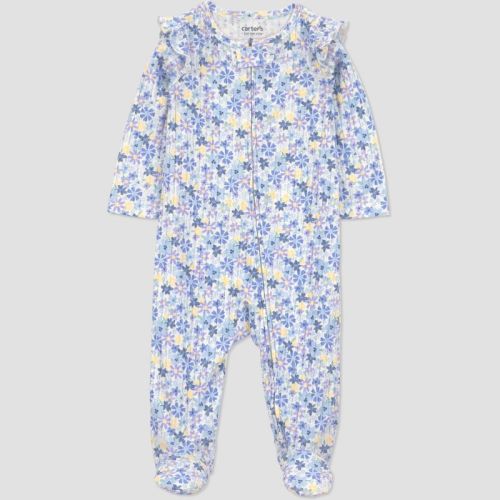 Carter's Just One You® Baby Girls' Floral Ruffle Sleep N' Play - Blue Newborn