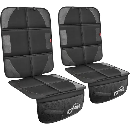 Car Seat Protector with Thick Padding, Waterproof Fabric, Storage Pockets, 2 Pack