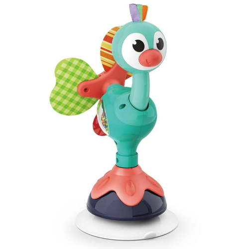 Baby Sensory High Chair Toy - Developmental Highchair Rattle with Suction Cup for 6 to 12 Months Old Infant & Toddler, Peacock