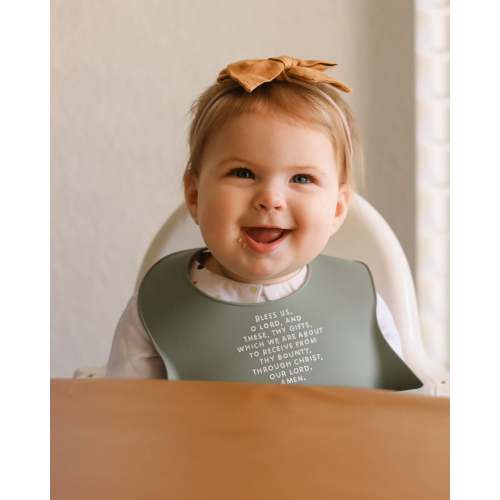 Meal Blessing Silicone Bib Sage Green