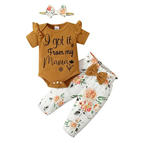 OLLUISNEO Baby Girl Clothes Infant Girl Summer Outfit Letter Striped Shorts Sets Gifts Stuff for Girl