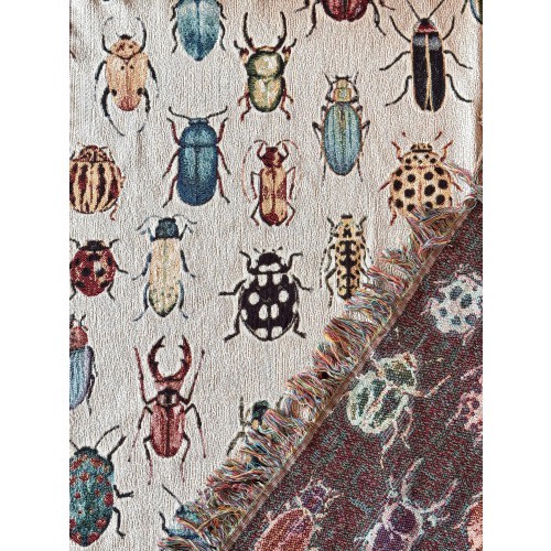 Woven Beetle Blanket Light | Woven Insect Throw Blanket | Bug Throw Blanket | Blanket Gift | Christmas Gift