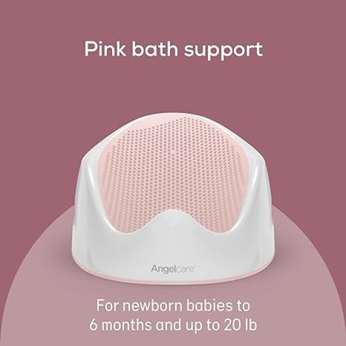 Angelcare Baby Bath Support (Pink) | Ideal for Babies Less than 6 Months Old - 1 Count (Pack of 1)