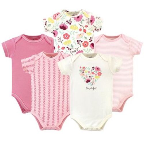 Touched By Nature Baby Girl Organic Cotton Bodysuits 5pk, Botanical, 6-9 Months