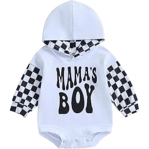 Baby Boy Fall Clothes Long Sleeve Pullover Checkerboard Hoodie Romper Sweatshirt Mama Boy Outfits Sweater Jumpsuit