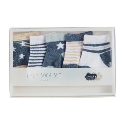 Mud Pie Children's Navy Star Sock Set; 0-6M