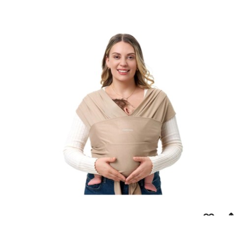 Momcozy Baby Wrap Carrier - Easy to Wear Infant Carrier Slings, Lightweight Hands Free Baby Sling, Adjustable Baby Carriers for Newborn to Toddler 8-35 lbs, Baby Wraps Carrier, Light Curry