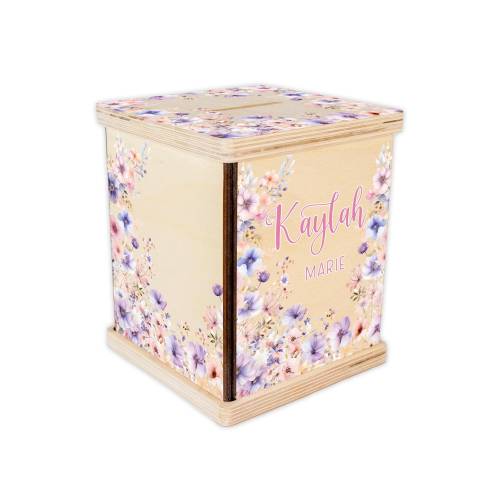Wildflower Piggy Bank, Wild flower Nursery, Baby Girl Gift, Personalized Piggy Bank, Toddler Room Gift, Girl Wild Flower Coin Bank, F113