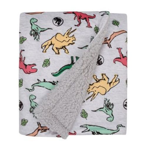 Universal Welcome To The Universe Baby Jurassic World Grey, Green, Orange And Yellow Dinosaur Super Soft Cuddly Plush Baby Blanket