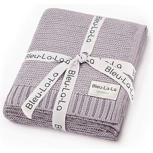 Heritage Knit Organic Swaddle Blanket for Girls - 100% Soft Luxury Cotton Knit Receving Swaddler - Warm Cozy Swaddling Blanket for Newborns Infants & Toddler (0-2Yrs - Dreamy Lilac)