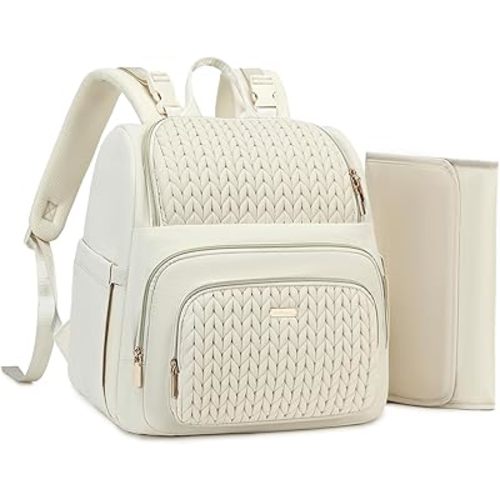 Diaper Bag Backpack - Lightweight & Stylish, Boys, Girls & Baby Travel Essentials Tote with Changing Pad, Insulated Pocket, Stroller Strap - Baby Diaper Backpack for Mom, Maternity (Beige)