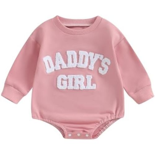 FIOMVA Daddys Girl Baby Clothes Newborn Fall Winter Sweatshirt Bubble Romper Fuzzy Embroidery Letter Onesie Outfit