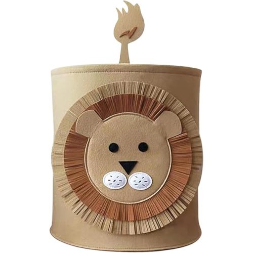 Wei Long Cute Foldable Felt Laundry,Nursery Hamper Laundry Basket,Storage Baskets for Kids Boys and Girls,Office,Bedroom,Clothes,Toys(Lion)