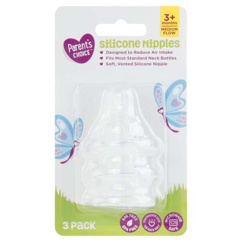 Parent's Choice Medium Flow Bottle Nipples, 3 ct