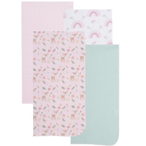 EVERYDAY KIDS 4-Pack Flannel Receiving Blankets – Soft Swaddle Set for Newborns with Woodland Baby Deer and Rainbow Designs
