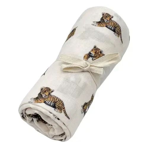 Blanket in organic cotton muslin | White