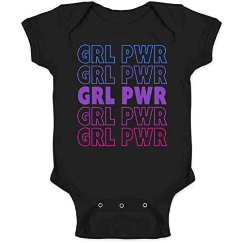 Pop Threads GRL Pwr Girl Power Retro Repeating Feminist Baby Toddler Kids Girl Boy T-Shirt