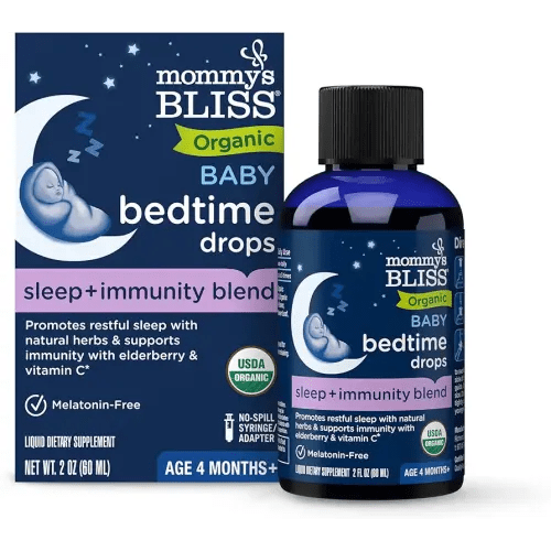 Mommy's Bliss Organic Baby Bedtime Drops + Overnight Immunity Support*, Promotes Restful Night, Melatonin Free, Age 4 Month+, 2 Fl Oz