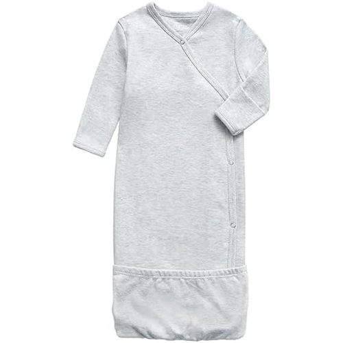 O2 BABY 100% Organic Cotton Kimono Gown with Mittens & Fold-Over Pouch, Unisex Long Sleeve Infant Sleeper Sleeping Bag