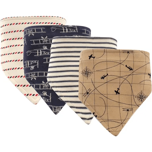 Hudson Baby Unisex Baby Cotton Bandana Bibs, Airplane, One Size