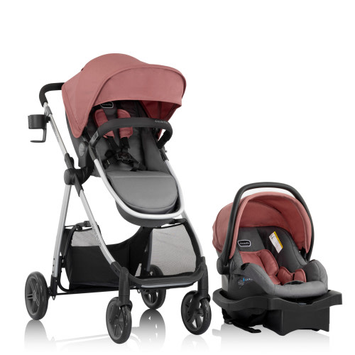 Evenflo Omni Plus Modular Travel System with LiteMax Sport Rear-Facing Infant Car Seat (Shasta Pink)