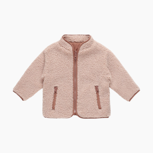 Quincy Mae Shearling Zip Jacket - Blush, 12-18 M