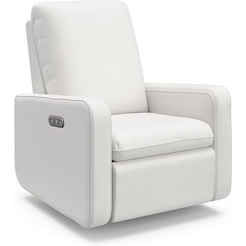 Graco Teddi Power Recliner Swivel Glider (Ivory Basketweave) – Electronic Power Recline, USB-A & USB-C Charger, Premium Cushioning & Comfort