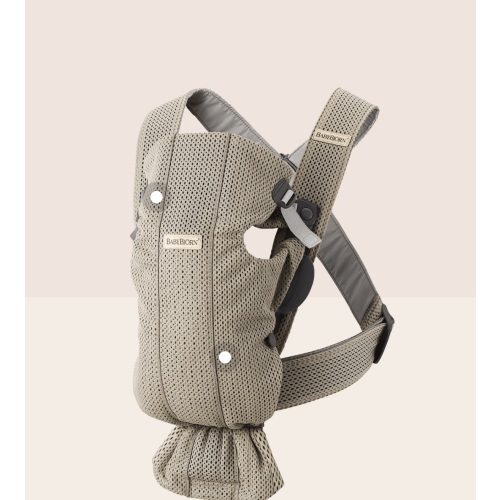 BabyBjörn Baby Carrier Mini - Gray beige 3D Mesh for newborns