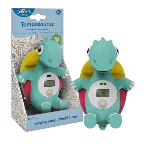Dr. Brown's CleanUp Temposaurus Floating Bath Thermometer for Accurately Measuring Baby's Bath Water Temperature, BPA free