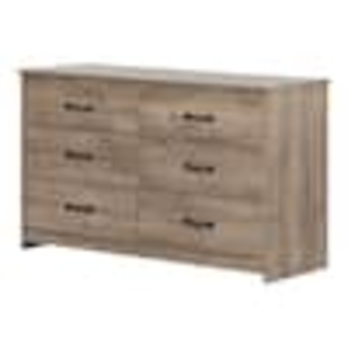 South Shore Tassio 6-Drawer Weathered Oak Dresser 31.25 i.n H x 52 in. W x 19 in. L 12231