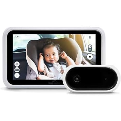 Tiny Traveler Baby Monitor - Tiny Basic Kit (TT002WA) White - Wireless Baby Car Monitor Camera with Sound, Auto Night Vision HD 720p 5" Touchscreen LCD Monitor, for Newborn