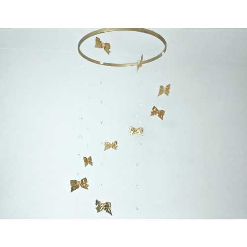 Gold Bows Baby Mobile - Brass Baby Mobile with Gems - Custom Nursery Decor - Hanging Golden Crib Mobil - Chic Girly Crib Decor