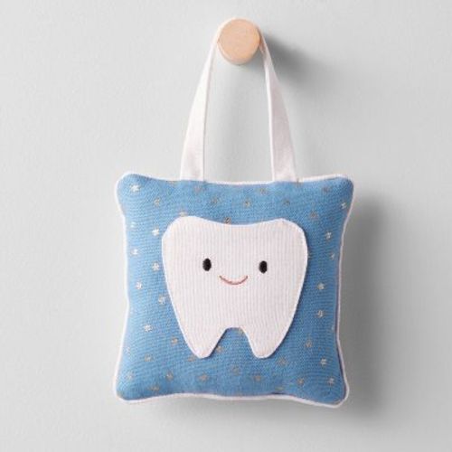 Kids' Tooth Fairy Pillow Blue - Pillowfort™: Star Pattern, Square Shape, Soft Plush, Oeko-tex Certified