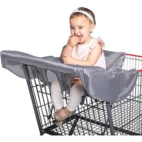 Healthy Habits by J.L. Childress Shopping Cart and High Chair Cover - Lightweight Compact Washable Cover - Protects Baby, Child, Toddler -Grey