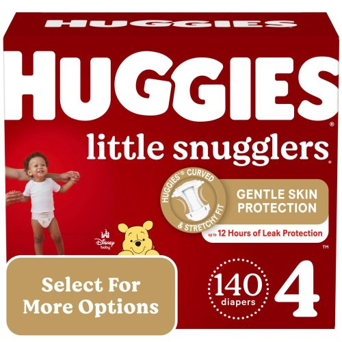 Huggies Little Snugglers Baby Diapers, Size 4 (22-37 lbs), 140 Ct (Select for More Options)
