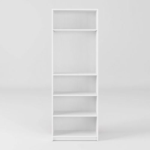 CorLiving 70.75" Teo Bookshelf White: Modern 5-Tier, Adjustable, Laminated MDF