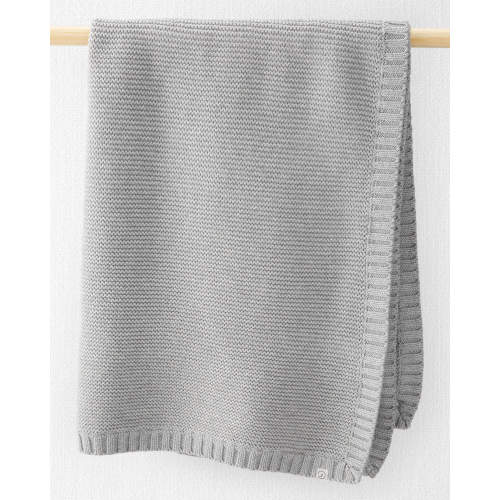 Baby Organic Cotton Textured Knit Blanket in Gray - Style,Grey