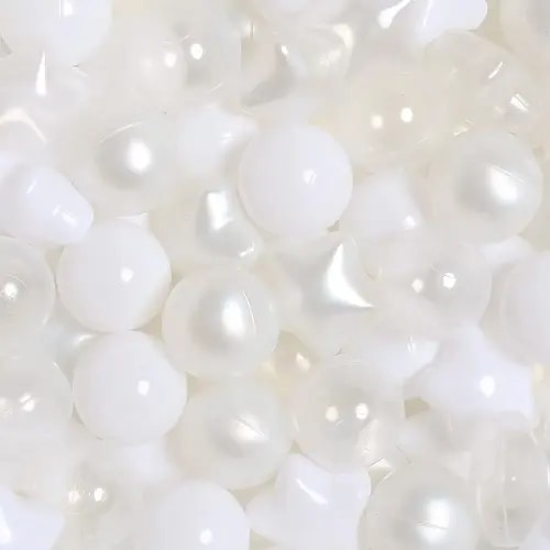 TRENDPLAY 100 Star Ball Pit Balls - BPA&Phthalate Free Non-Toxic Play Balls Soft Plastic Balls for 1 2 3 4 5Years Old Toddlers Baby Kids Birthday Pool Tent Party (2.16inches) Pearl White+White+Clear