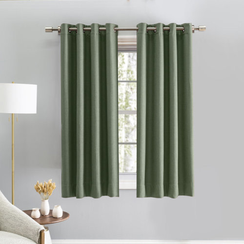 Charlton Home® Stephane Premium Thermal Blackout Textured Grommet Short Single Curtain Panel & Reviews | Wayfair