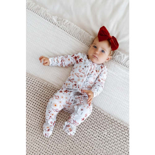 Wren's Wildflower Zipper Ruffle Footie