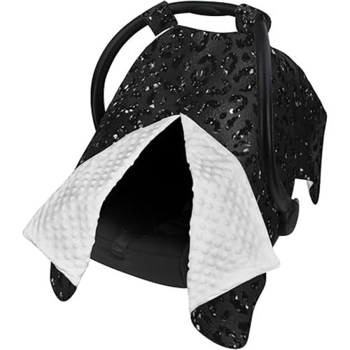 Cute Black Cheetah Leopard Skin Print Pattern Baby Car Seat, Rain Shelter, Warm and Cozy Multifunctional Nursing Cover for Newborns, Mother Care, Breastfeeding