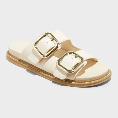 Women's Collin Bone Double Buckle Footbed Sandals - Universal Thread™ Off-white 5