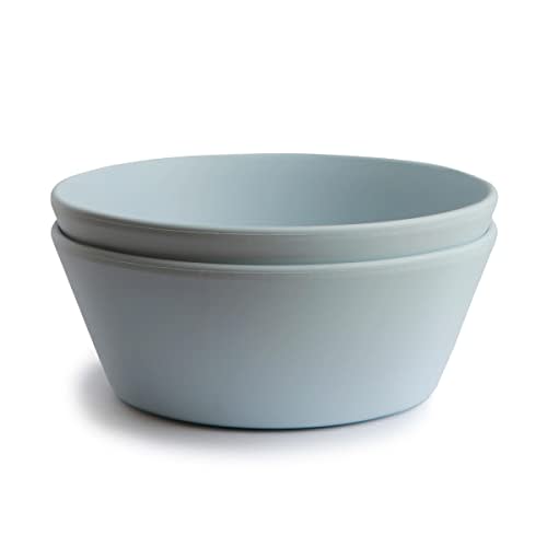 mushie Round Dinnerware Bowls for Kids | Made in Denmark, Set of 2 (Powder Blue)