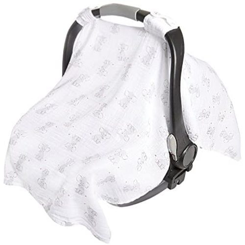 aden + anais Essentials Car Seat Canopy Cover, 100% Cotton Muslin, Lightweight and Breathable, Safari Babes- Elephant